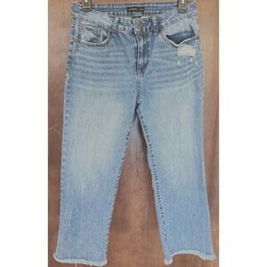 Sincerely Jules Distressed Cropped Jeans Size 7/28 Light Wash Frayed Hem